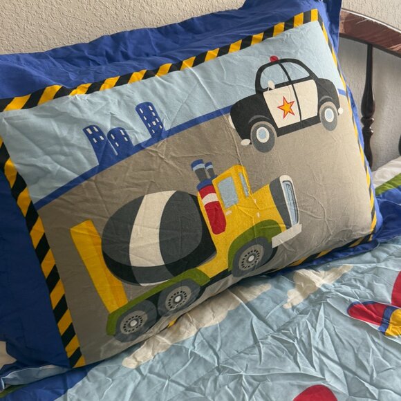 📌Dream Factory Trucks Tractors Cars 5-pc. Comforter Set  Boys & Girls Twin Bed - Picture 9 of 15